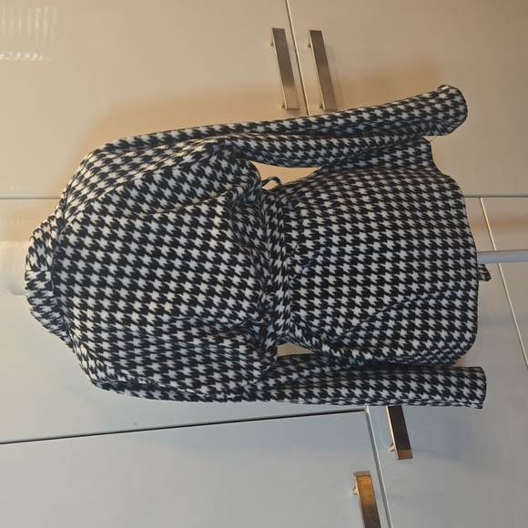Houndstooth Oversized Belted Trench Jacket Womens Size Large - Picture 4 of 6
